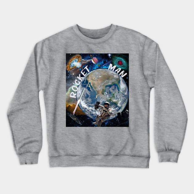 Rocket Man Universe Design Crewneck Sweatshirt by By Diane Maclaine